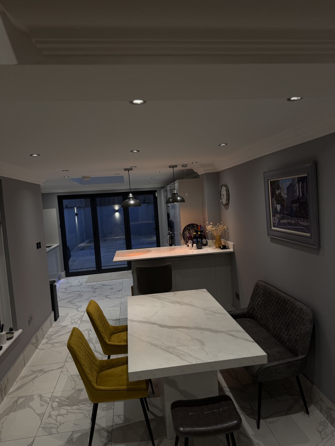 Refined dining space with warm neutral finishes
